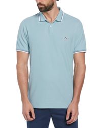 Original Penguin - Organic Cotton Pique Short Sleeve Polo Shirt With Tipped Collar In Tourmaline - Lyst