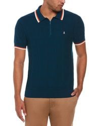Original Penguin - Quarter Zip Tonal Check Jacquard Sweater Polo - Lyst