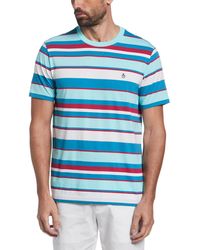 Original Penguin - Multi Stripe Jersey Organic Cotton T-shirt In Aruba Blue - Lyst