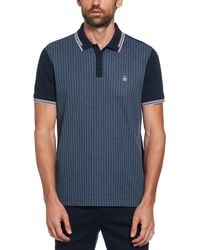 Original Penguin - Jacquard Front Basketweave Print Polo Shirt In Dark Sapphire - Lyst