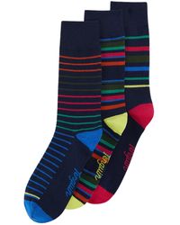 Original Penguin - 3 Pack Stripe And Spot Design Ankle Socks In Black And Blue - Lyst