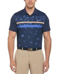 Original Penguin - Got Game Engineered Striped Printed Golf Polo Shirt In Black Iris - Lyst