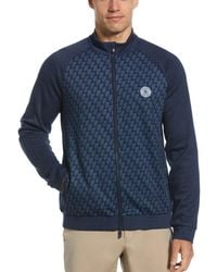 Original Penguin - Penguin Print Heritage Golf Track Jacket In Black Iris Bijou Heather - Lyst