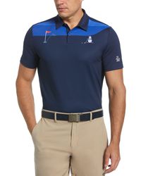 Original Penguin - Pete On The Green Block Print Golf Polo Shirt In Black Iris - Lyst