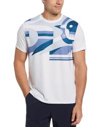 Original Penguin - Colour Block Abstract Print Performance Tennis T-shirt In Bright White - Lyst