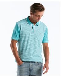 Original Penguin - Diamond Jacquard Front Interlock Polo Shirt In Aquarelle - Lyst