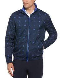 Original Penguin - Logo Print Golf Wind Jacket With Hidden Hood In Black Iris - Lyst