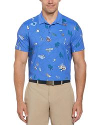 Original Penguin - Pete's Game Print Golf Polo Shirt In Amparo Blue - Lyst