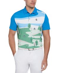 Original Penguin - Pete On The Course Print Short Sleeve Golf Polo Shirt In Mediterranean Blue - Lyst