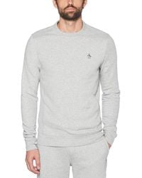 Original Penguin - Sticker Pete Fleece Sweatshirt In Rain Heather - Lyst