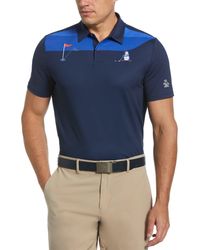 Original Penguin - Pete On The Green Block Print Golf Polo Shirt In Black Iris - Lyst