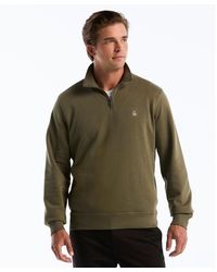 Original Penguin - Sticker Pete Quarter Zip Sweatshirt In Dusty Olive - Lyst