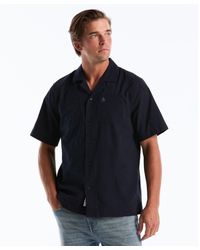 Original Penguin - Floral Embroidered Short Sleeve Shirt In Dark Sapphire - Lyst