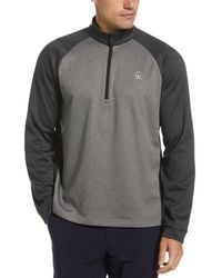 Original Penguin - Colour Block 1/4 Zip Pullover In Dark Caviar Heather - Lyst