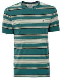 Original Penguin - Slim Fit Jersey Striped T-shirt In Pacific - Lyst