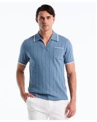 Original Penguin - Icons Open Collar Ribbed Polo Shirt In Copen Blue - Lyst