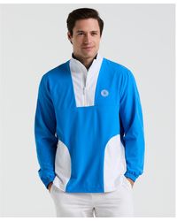 Original Penguin - Lightweight 1/4 Zip Colour Block Golf Pullover In French Blue - Lyst