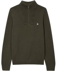 Original Penguin - Waffle Quarter Zip Sweater In Dark Olive - Lyst