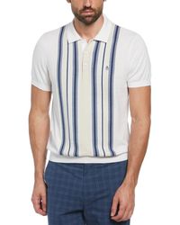 Original Penguin - Cashmere Like Cotton Verticle Stripe Sweater Polo Shirt In Bright White - Lyst