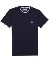 Original Penguin - Sticker Pete Tipped Ringer Organic Cotton T-shirt In Dark Sapphire - Lyst