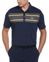 Original Penguin - Jack Heritage Stripe Print Short Sleeve Golf Polo Shirt In Black Iris - Lyst