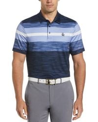 Original Penguin - Colour Block Engineered Marl Stripe Golf Polo Shirt In Black Iris - Lyst