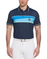 Original Penguin - Engineered 80s Color Block Print Short Sleeve Golf Polo Shirt In Black Iris - Lyst