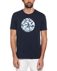 Original Penguin - Short Sleeve Stamp Logo Camo Pete T-shirt In Dark Sapphire - Lyst