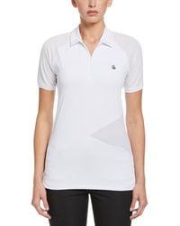 Original Penguin - Women's Zip Front Asymetrical Mesh Golf Polo Shirt In Bright White - Lyst