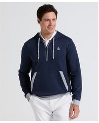 Original Penguin - Earl Colour Block Layering Golf Hoodie In Black Iris Bijou Heather - Lyst