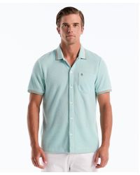 Original Penguin - Vertical Jacquard Button Front Polo Shirt In Plume - Lyst