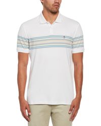 Original Penguin - Chest Stripe Interlock Polo Shirt In Bright White - Lyst