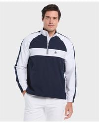 Original Penguin - Quarter Zip Colour Block Golf Jacket In Black Iris - Lyst