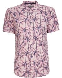 Original Penguin - Ecovero Blend Palms Print Short Sleeve Shirt In Pink Dogwood - Lyst