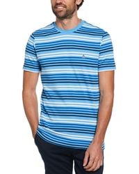 Original Penguin - Short Sleeve Interlock Engineered Stripe T-shirt In Azure Blue - Lyst