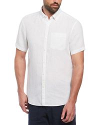 Original Penguin - Delave Linen Short Sleeve Button-down Shirt In Bright White - Lyst