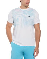 Original Penguin - Marble Print Performance Short Sleeve Tennis T-shirt In Bright White - Lyst