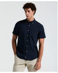 Original Penguin - Textured Dobby Short Sleeve Shirt In Dark Sapphire - Lyst