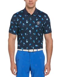 Original Penguin - Memphis Pete Print Short Sleeve Golf Polo Shirt In Black Iris - Lyst