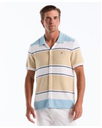 Original Penguin - Colourblock Stripe Button Front Sweater Polo In Cool Blue - Lyst