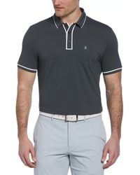 Original Penguin - Technical Earl Short Sleeve Golf Polo Shirt In Asphalt - Lyst