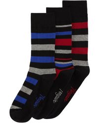 Original Penguin - 3 Pack Stripe Design Ankle Socks In Black, Blue And Red - Lyst