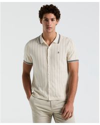 Original Penguin - Drop Needle Button Front Sweater Polo Shirt In Birch - Lyst