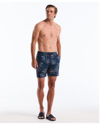 Original Penguin - Hibiscus Flower Print Swim Shorts In Sargasso Sea - Lyst