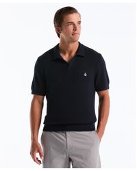 Original Penguin - Textured Johnny Collar Sweater Polo In Dark Sapphire - Lyst