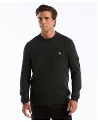 Original Penguin - Lambswool Crew Neck Sweater In Dark Charcoal Heather - Lyst