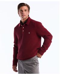 Original Penguin - Zigzag Stitch Long Sleeve Sweater Polo In Cabernet - Lyst