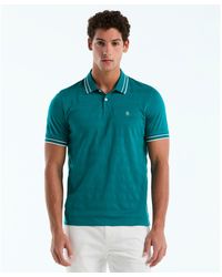 Original Penguin - Textured Stripe Tipped Polo Shirt In Deep Lake - Lyst