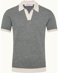 Orlebar Brown - Tailored Fit Contrast Texture Merino Polo Shirt - Lyst