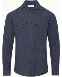 Orlebar Brown - Dark Tailored Linen Long Sleeve Shirt - Lyst